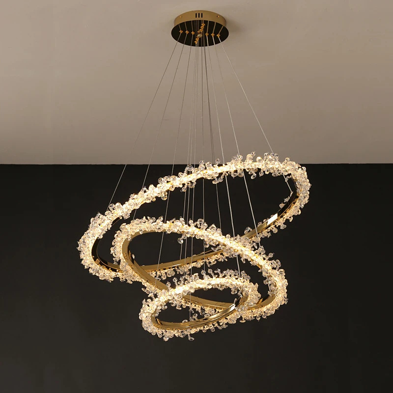 Jpungsun Modern Luxury Ceiling Chandelier Decoration Restaurant Living Room Villa Pendant Light Crystal Ring Chandelier