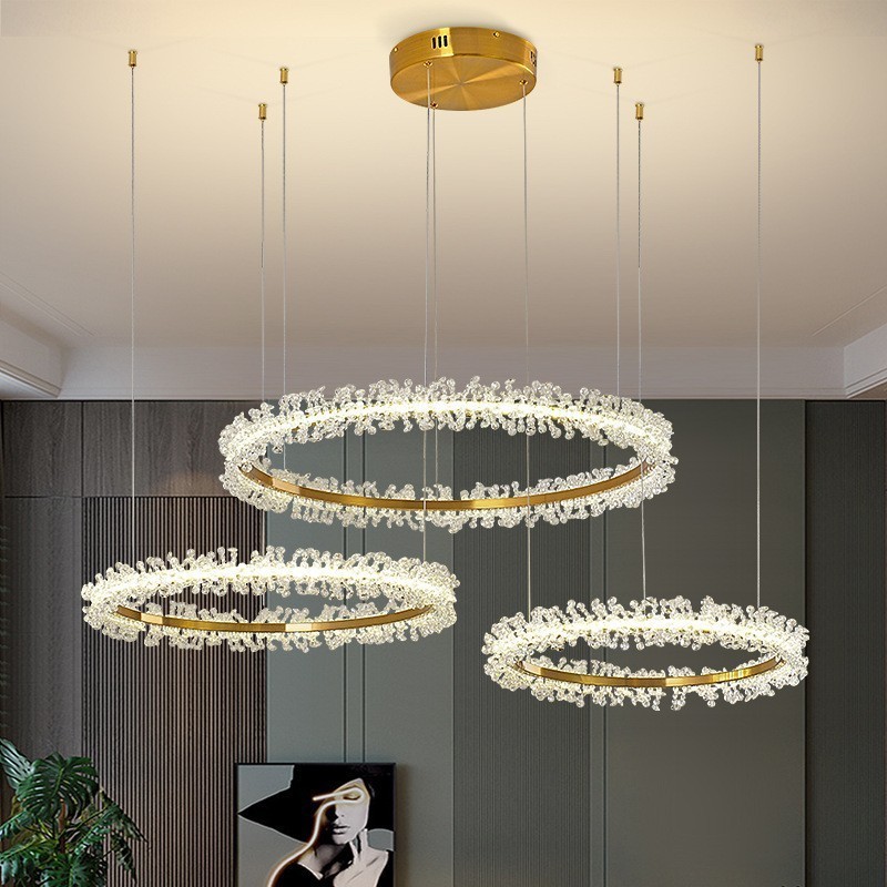 Jpungsun Modern Luxury Ceiling Chandelier Decoration Restaurant Living Room Villa Pendant Light Crystal Ring Chandelier