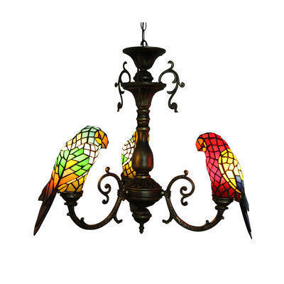 Jpungsun Vintage Style Pendant Light For Living Room Dining Room Restaurant Glass Bird Tiffany Stained Glass Chandelier