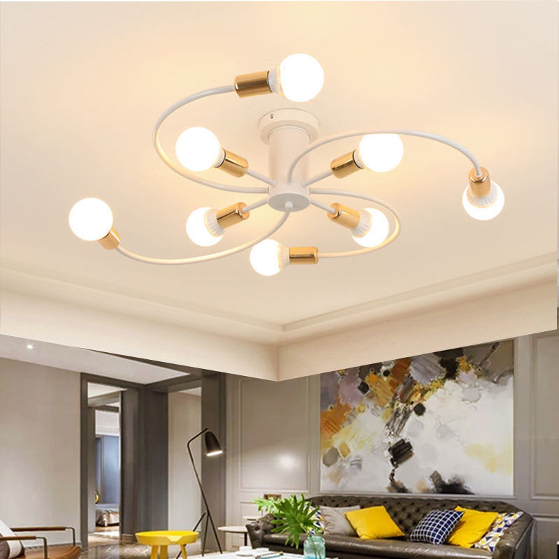 Modern Iron Ceiling Chandelier for Indoor Lighting LED E27 Lamp Black White Gold for Living Bedroom Pendant Lamp