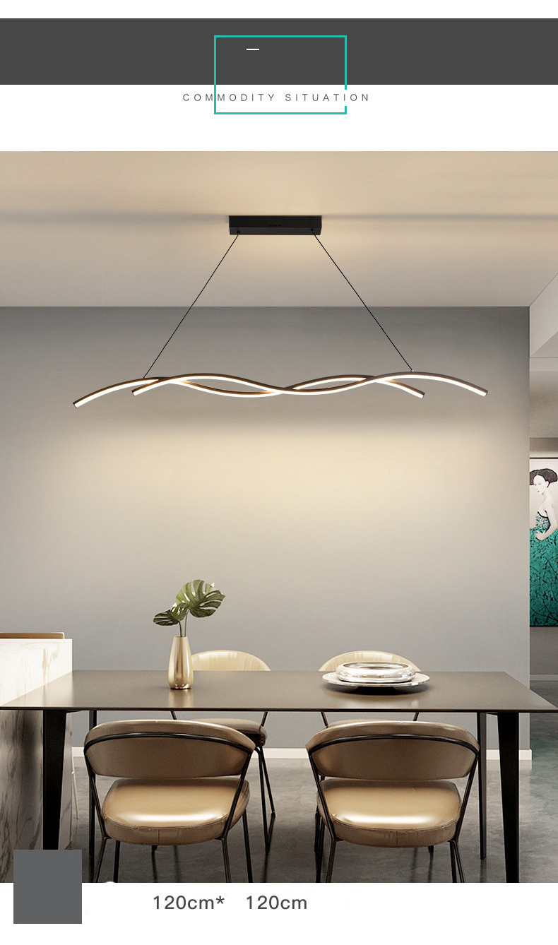 Jpungsun Minimalist Dining Room Long Strip Chandelier Pendant Light Restaurant Nordic Modern Kitchen Pendant Light