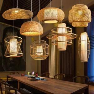 Jpungsun Chinese Minimalist Wooden Light Restaurant Living Room Rattan Art Chandelier Led Bamboo Pendant Light