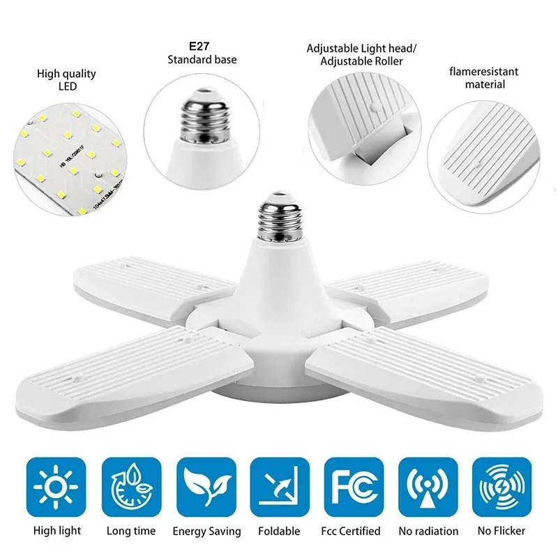 Foldable 45W 50W 55W 60W 70W 75W 80W Led Fan Leaf Bulb