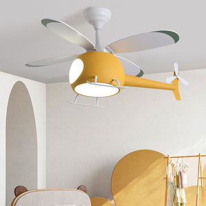 Nordic LED Simple Cartoon Aircraft Chandelier Children's Fan Lamp Creative Boys and Girls Bedroom Ceiling Fan Pendant Light