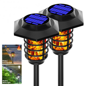 Outdoor Solar Garden Light 48/66LED Solar Flame Torch Lamp Flame White Waterproof Courtyard Path Lawn garden decoration light