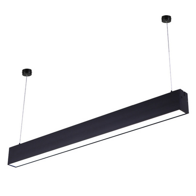 Black White Modern Indoor Suspend 1500mm 1800mm Office Led Dimmable Linear Pendant Light Fixture