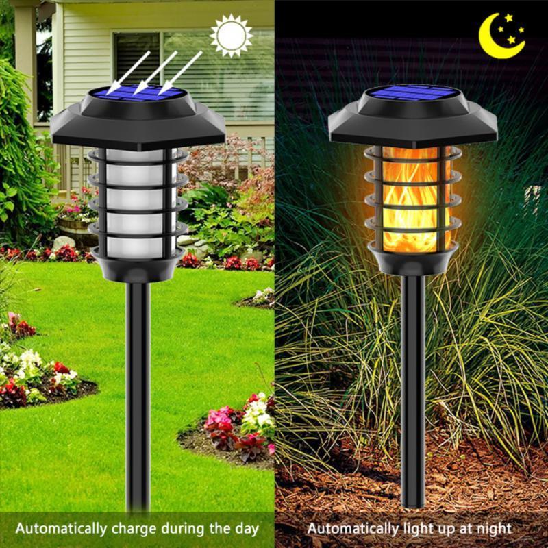 Outdoor Solar Garden Light 48/66LED Solar Flame Torch Lamp Flame White Waterproof Courtyard Path Lawn garden decoration light