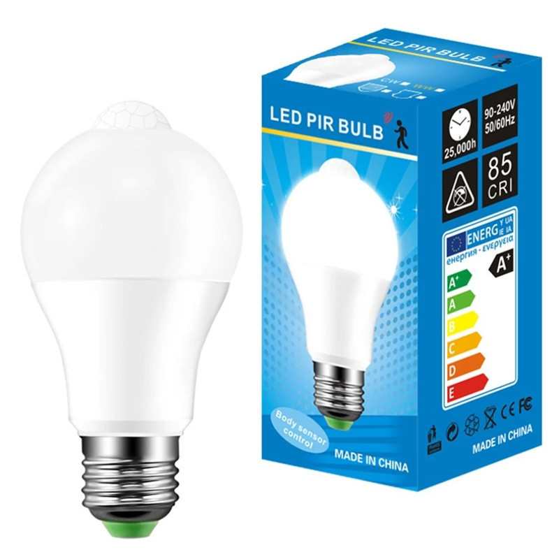 Plastic light bulb 12W Automatic Motion Sensor Night Light Bulb A60 Led Bulb With Motion Detector