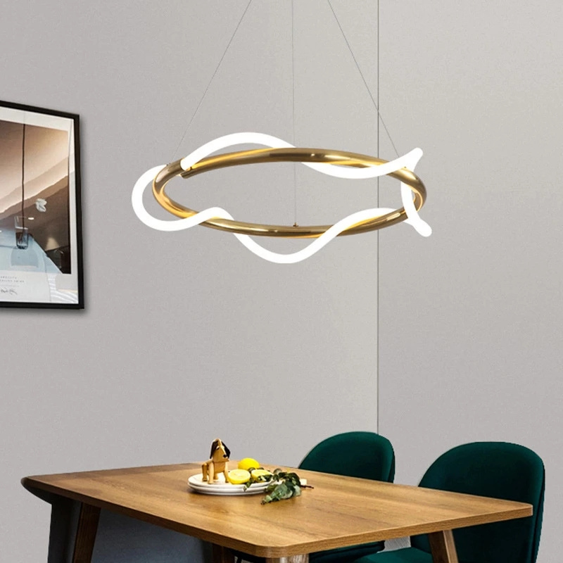 Modern Gold Strip Pendant Lighting For Kitchen Living Room LED Chandelier Pendant Light