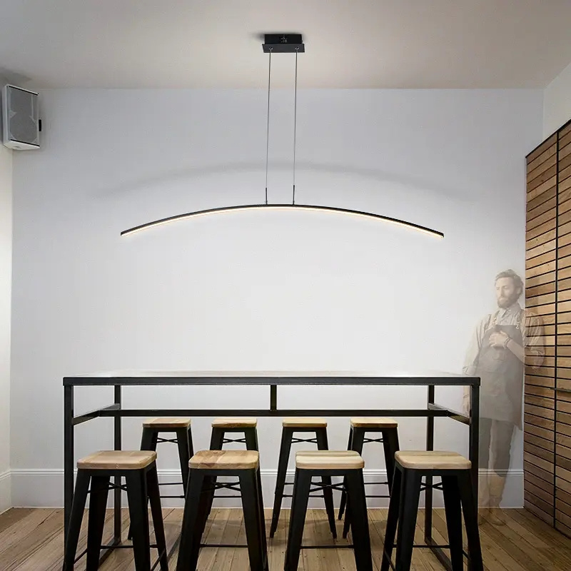 Minimalist Flush Mount Bar Pendant Lamp Line LED Restaurant Chandelier