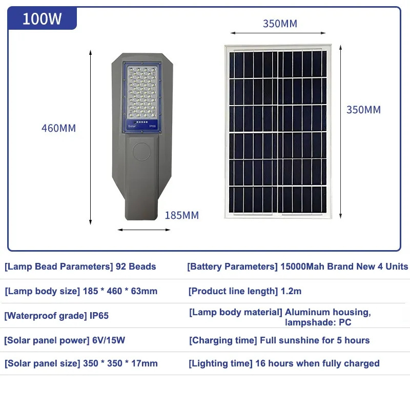 Waterproof Soler Energy Power Light Panel 80W 300W 500W 1000W Solar Lights Outdoor Led Solar Street Light