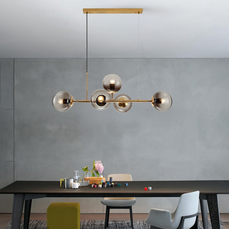 Modern Ceiling Pendant Light Mid-Century Glass Globes Sputnik Pendant Lamp LED Hanging Chandelier for Kitchen