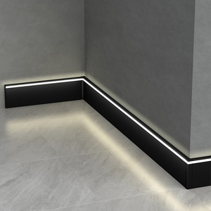 1M H50MM LED Skirting Board Line Aluminum Profile Base Board with Backlight Channel PC Cover Decor Bar Strip Light