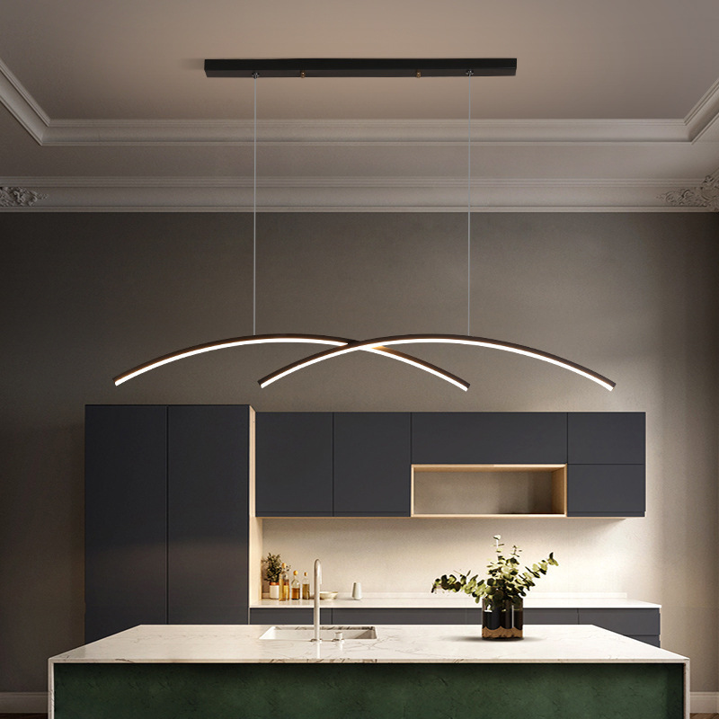 Minimalist Flush Mount Bar Pendant Lamp Line LED Restaurant Chandelier