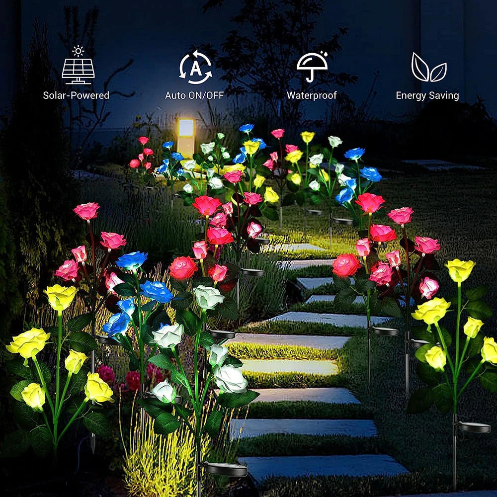 Wholesale RGB IP65 Waterproof Landscape Lamp Flower Light Outdoor LED Solar Garden Lights For Yard Decorative