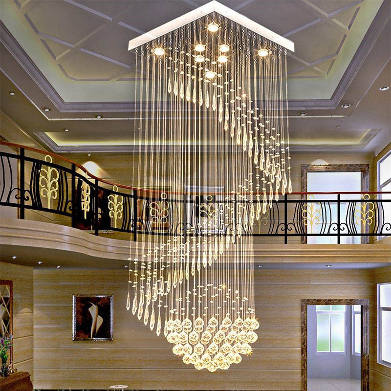 Luxury Modern Classic Hotel Villa Lobby Flush Mount Crystal Chandeliers Pendant Light