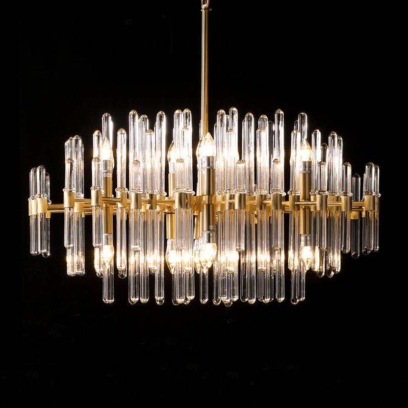 Postmodern Chrome Crystal Gold Chandelier For Foyer Dinning Room Living Room Bedroom LED Pendant Light