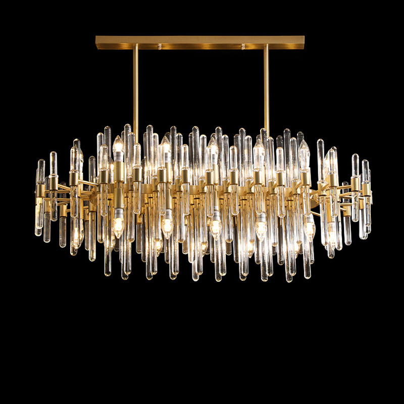 Postmodern Chrome Crystal Gold Chandelier For Foyer Dinning Room Living Room Bedroom LED Pendant Light