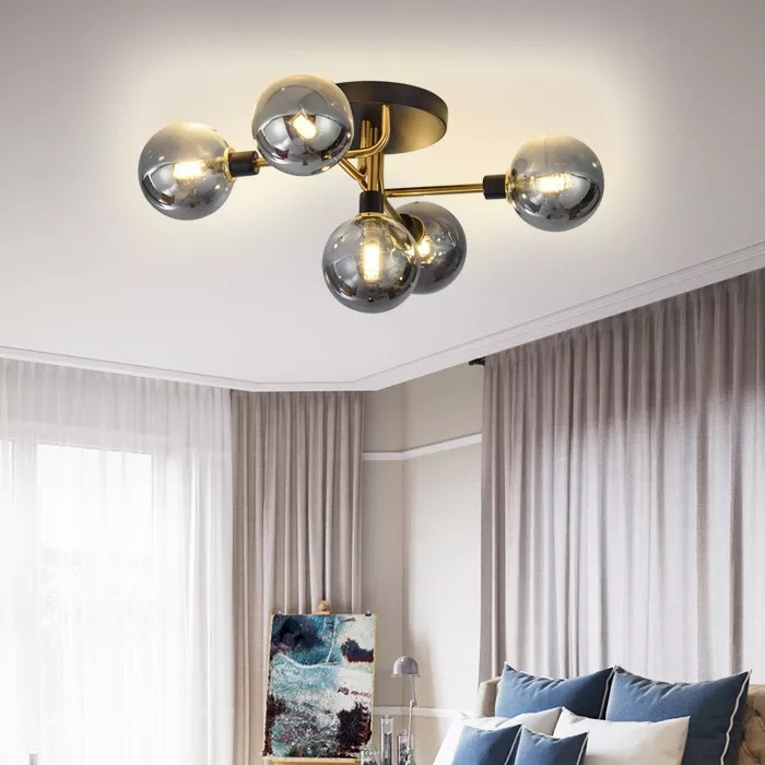 Hot Sale Creative Modern Geometric Ceiling Lamp Natural Indoor Ultrathin Glass Nall Ceiling Light