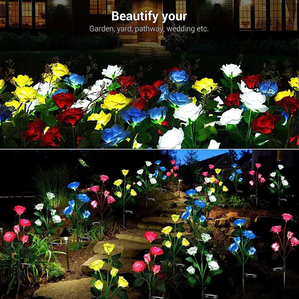 Wholesale RGB IP65 Waterproof Landscape Lamp Flower Light Outdoor LED Solar Garden Lights For Yard Decorative