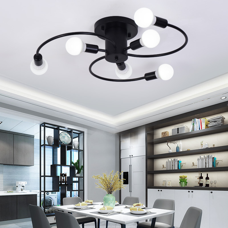 Modern Iron Ceiling Chandelier for Indoor Lighting LED E27 Lamp Black White Gold for Living Bedroom Pendant Lamp