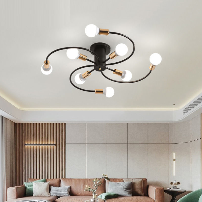 Modern Iron Ceiling Chandelier for Indoor Lighting LED E27 Lamp Black White Gold for Living Bedroom Pendant Lamp