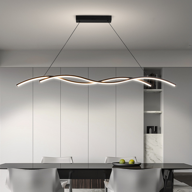 Jpungsun Minimalist Dining Room Long Strip Chandelier Pendant Light Restaurant Nordic Modern Kitchen Pendant Light