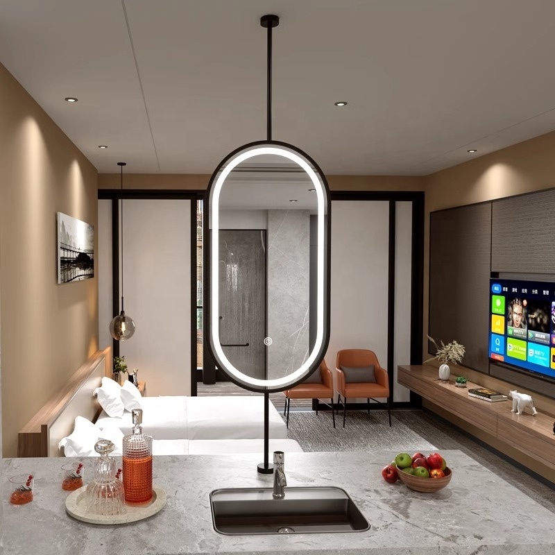 High Quality Arch Luminous Beauty Salon Makeup Bedroom Ceiling Hotel Room Home-stay Hanging Led Mirror Bathroom Mirror