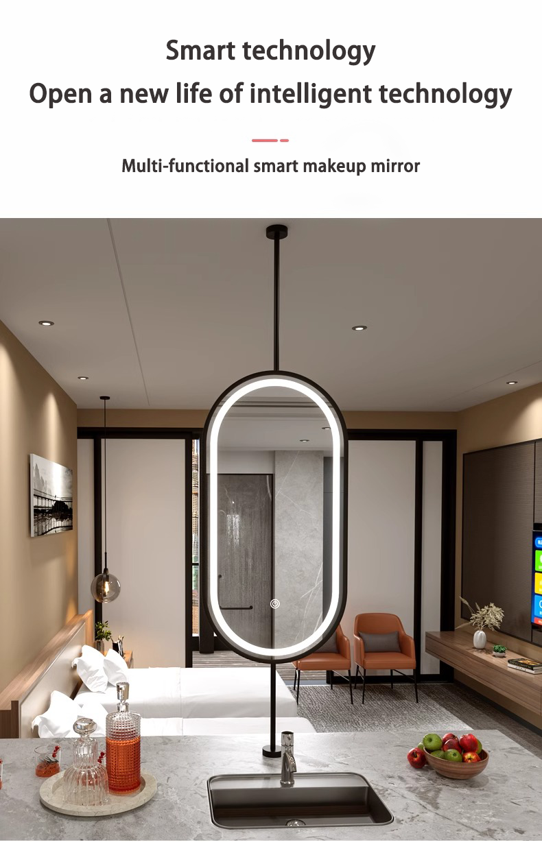 High Quality Arch Luminous Beauty Salon Makeup Bedroom Ceiling Hotel Room Home-stay Hanging Led Mirror Bathroom Mirror