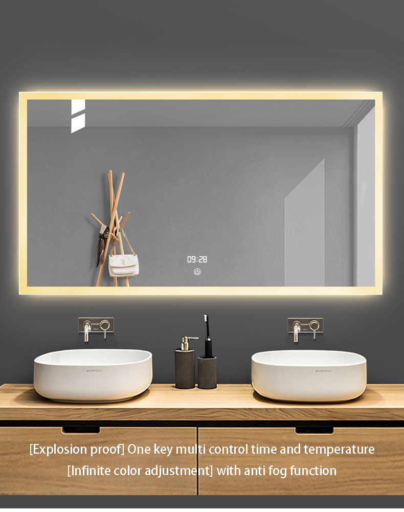 Modern Home Decor Frameless LED Wireless Bathroom Mirror New Fashion Bluetooth Sensor Switch Illuminated Design Wall Usage Light