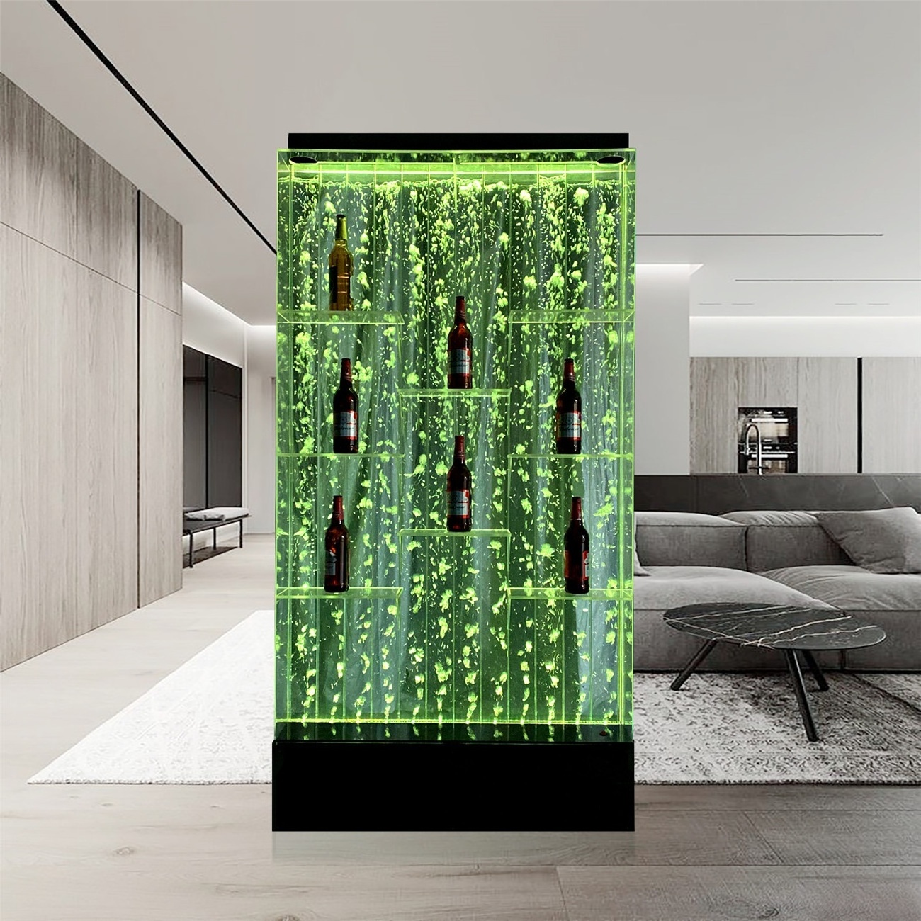 Custom made LED lighted bubble panel design wall mounted bar cabinets