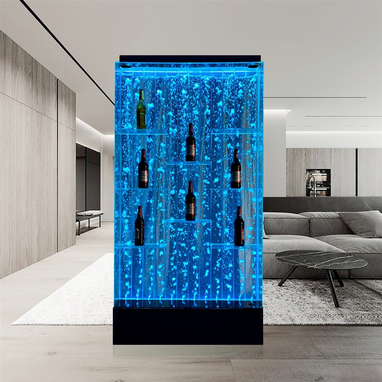 Custom made LED lighted bubble panel design wall mounted bar cabinets