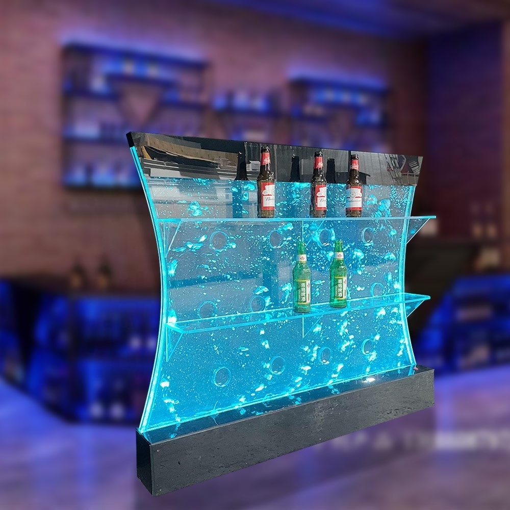 Acrylic Bubble Wall Bottle Display Shelf for Wine and Liquor LED Light Panel Room Divider Used in Bar Lounge Decor