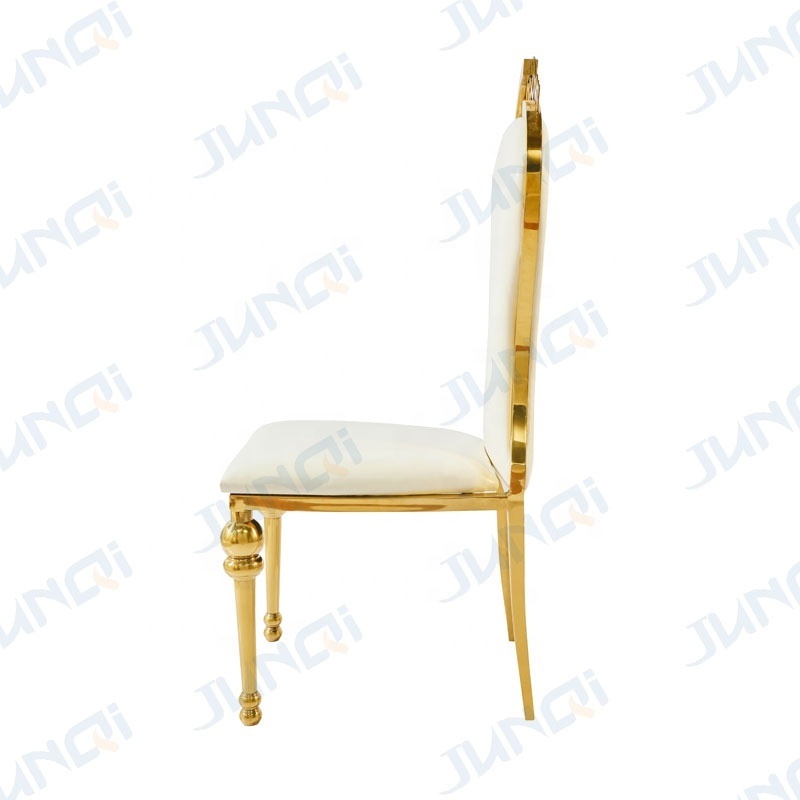 Hot selling design top quality elegent royal high back event wedding stainless steel crown chair