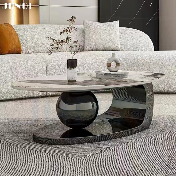 Junqi living room gold marble top nordic nesting travertine stainless steel small side set coffee table