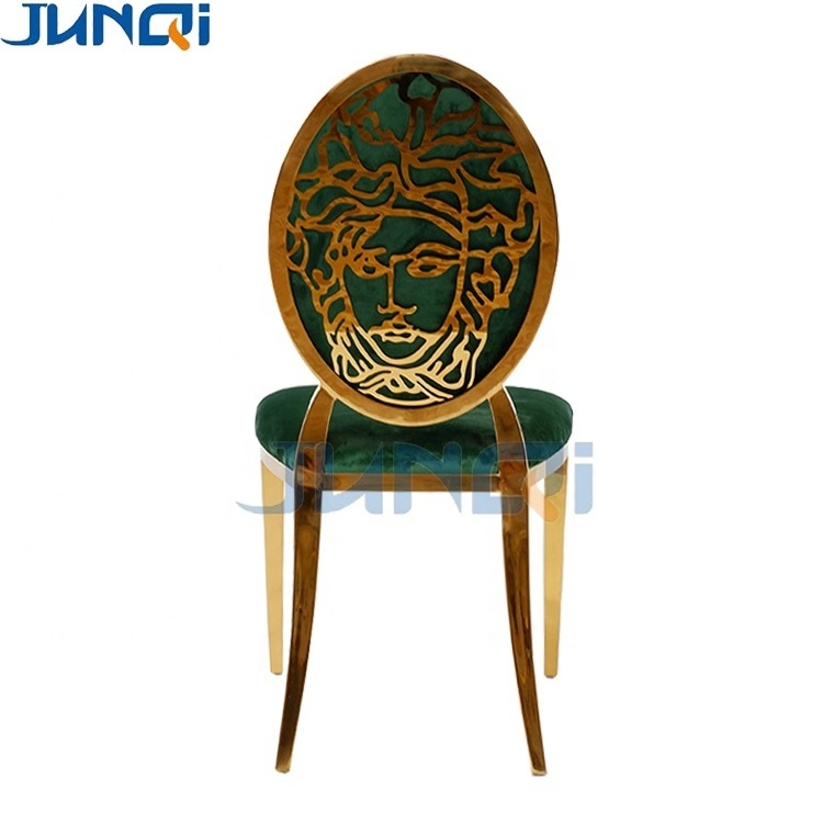 JUNQI wholesale dining room chair with gold metal legs gold steel frame 6 chairs dining room sets velvet gold dining chair