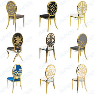 JUNQI wholesale 2022 guangdonng 6 seats italian luxury stainless steel wedding event dining chair dining room furniture