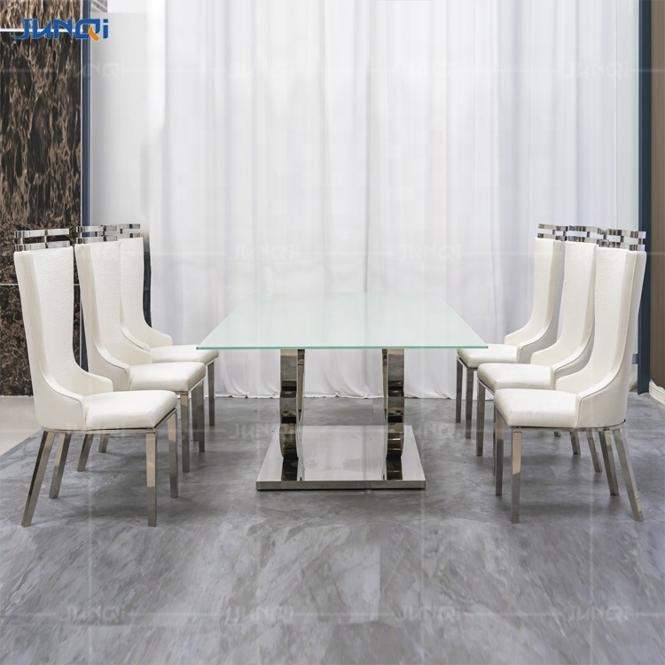 Gold stainless steel  dining table party table and chair cushion golden table square round marble