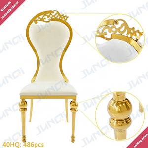 Hot selling design top quality elegent royal high back event wedding stainless steel crown chair