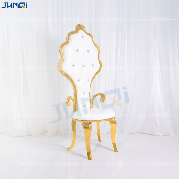 Special design ergonomic gold wedding chairs events leather fabric dining throne stainless steel chair