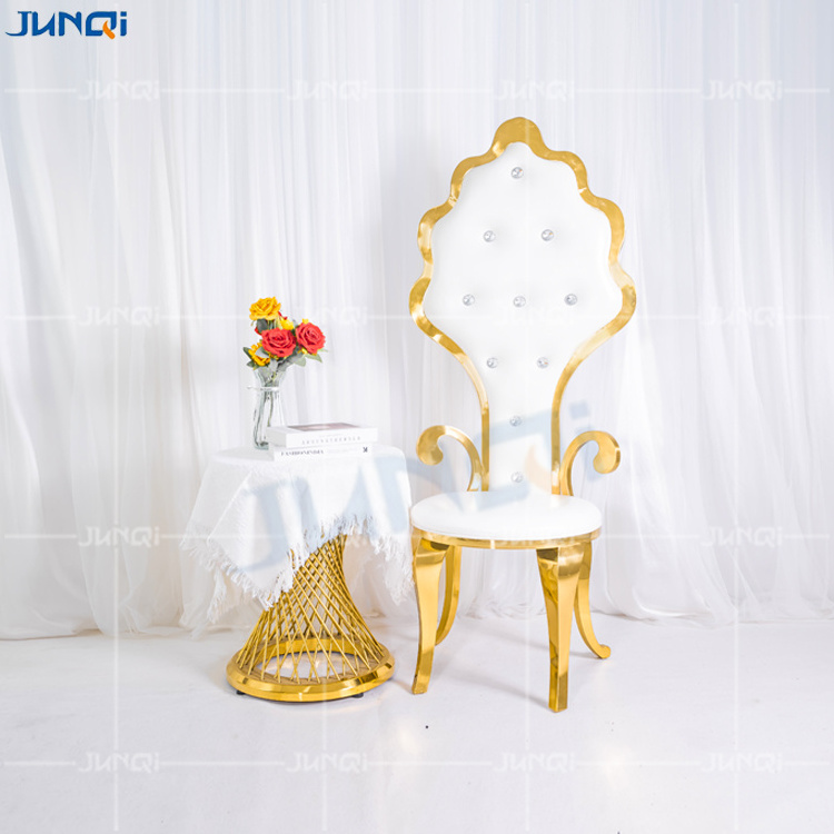 Special design ergonomic gold wedding chairs events leather fabric dining throne stainless steel chair