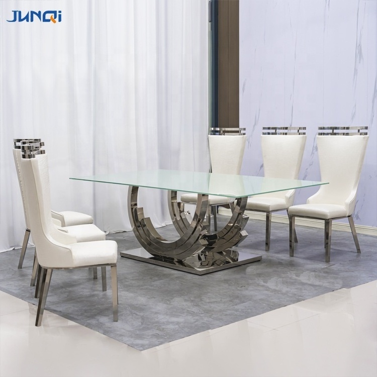 Gold stainless steel  dining table party table and chair cushion golden table square round marble