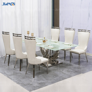 Gold stainless steel  dining table party table and chair cushion golden table square round marble