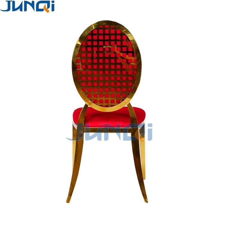 JUNQI wholesale 2022 guangdonng 6 seats italian luxury stainless steel wedding event dining chair dining room furniture