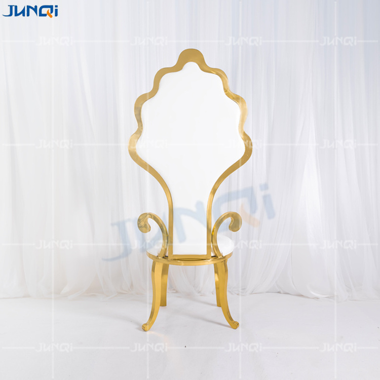 Special design ergonomic gold wedding chairs events leather fabric dining throne stainless steel chair