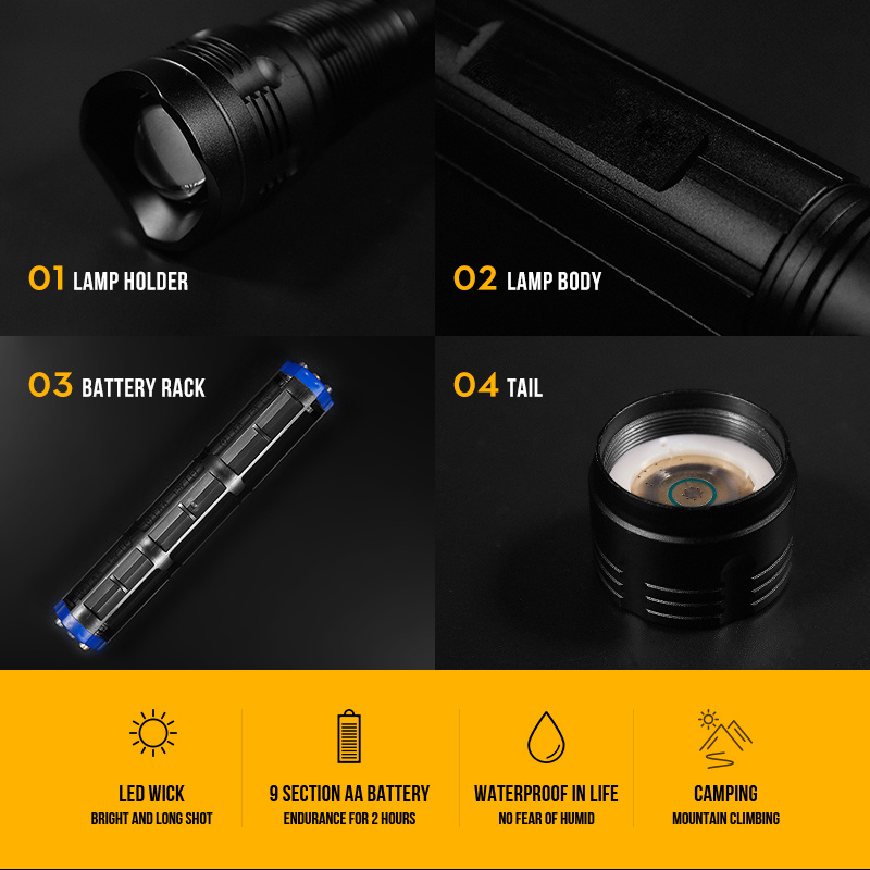 Multi Function Battery Heavy Duty Weather Resistance Torch Flashlight Work Light