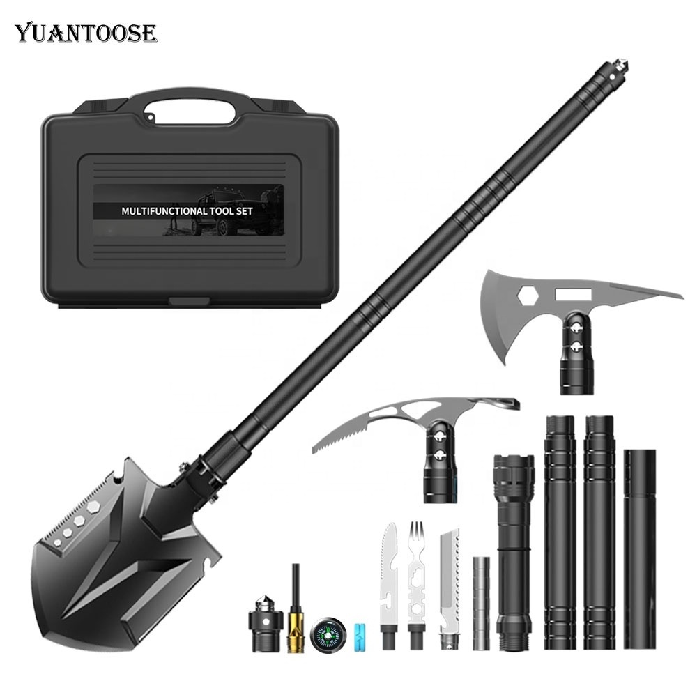 4 in1Self-defense Stick/Flashlight Multifunction Shovel Axe Outdoor Set