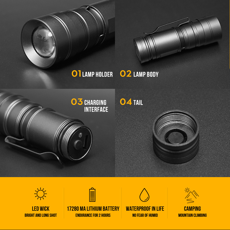 High Power Mini Zoom Magnetic Led Flashlight Torch Aluminum Alloy Camping Flashlight