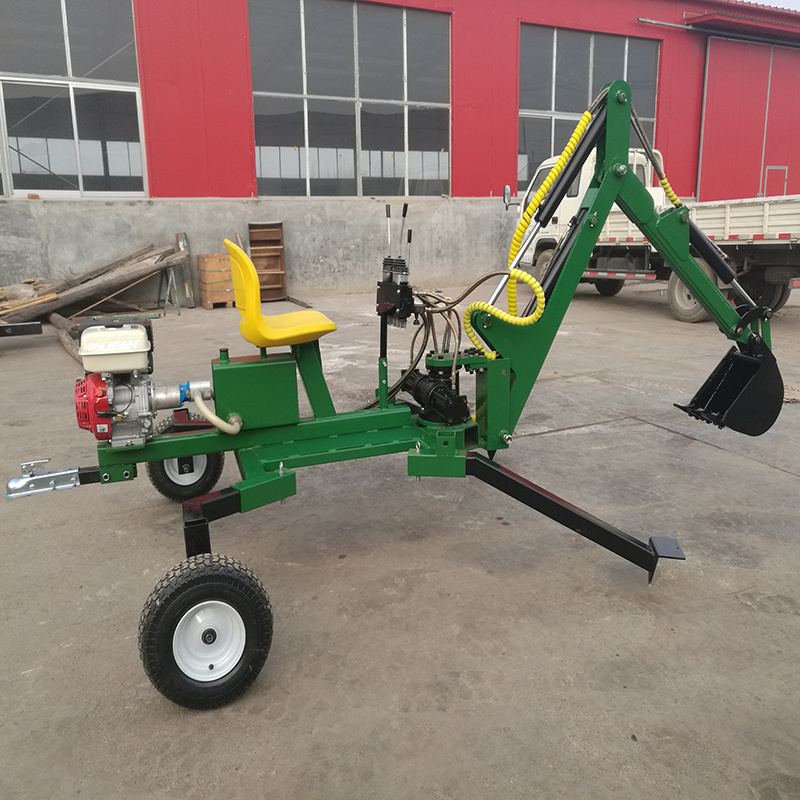 high quality JQ ATV Backhoe Digger Mini Towable 9hp Gasoline engine Backhoe Loader Price for sale