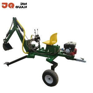 high quality JQ ATV Backhoe Digger Mini Towable 9hp Gasoline engine Backhoe Loader Price for sale